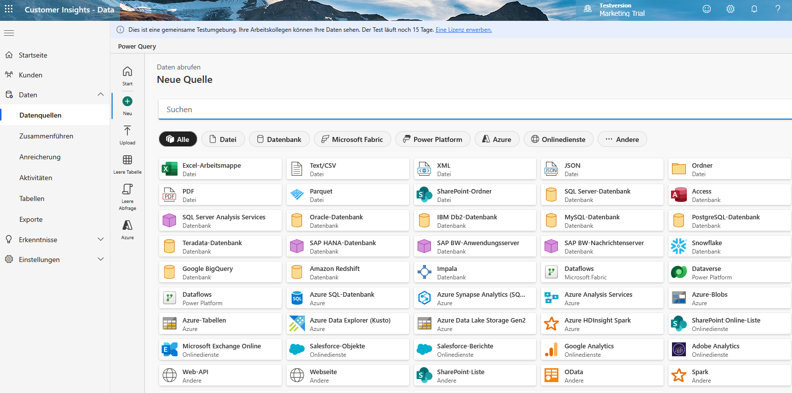 Customer Insights Data Quellen