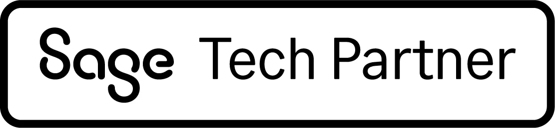 Sage Tech Partner Logo in schwarzer Schrift auf weißem Hintergrund.