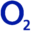 Offizielles O2 Unternehmenslogo: Ein blaues „O“ mit einer tiefgestellten „2“, das das chemische Symbol für Sauerstoff darstellt