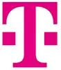Offizielles Logo der Deutschen Telekom: Das markante, magentafarbene „T“ flankiert von zwei quadratischen Digits auf weißem Hintergrund.