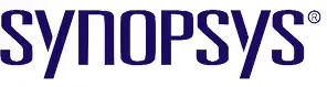 Dunkelblauer Synopsys Schriftzug in moderner, serifenloser Typografie mit registriertem Markenzeichen-Symbol